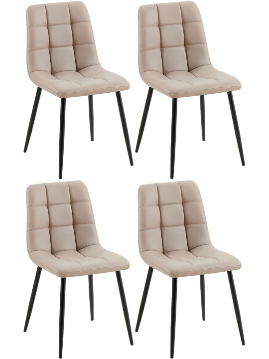 Juego de 4 sillas de comedor Antibes cuero sintético, taupe Juego de 4 sillas de comedor Antibes cuero sintético, taupe