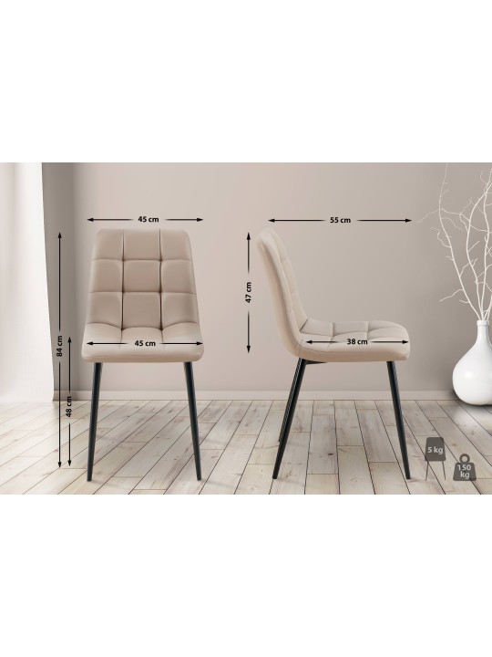 Juego de 4 sillas de comedor Antibes cuero sintético, taupe Juego de 4 sillas de comedor Antibes cuero sintético, taupe