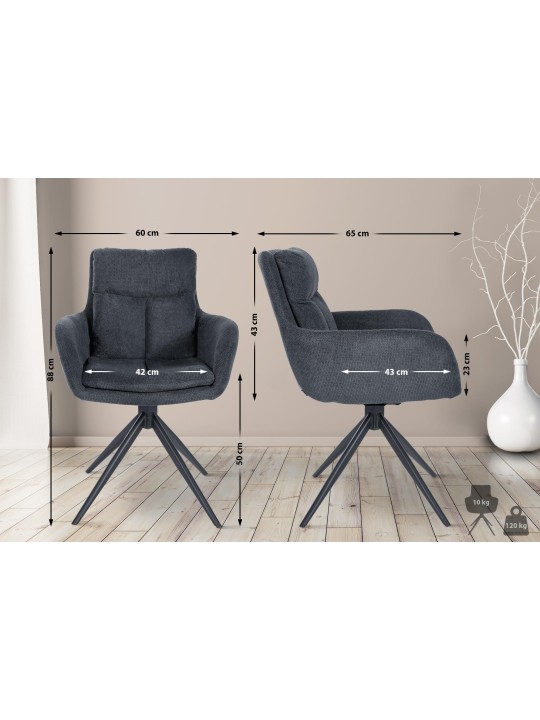 Silla de comedor Vilas tela, negro