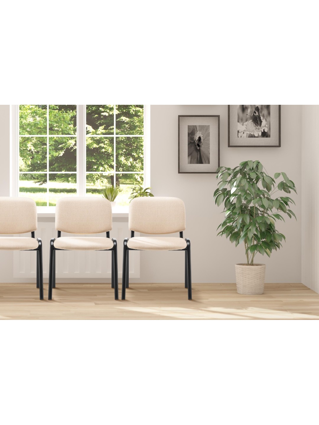 Silla de visita Ken tela, crema