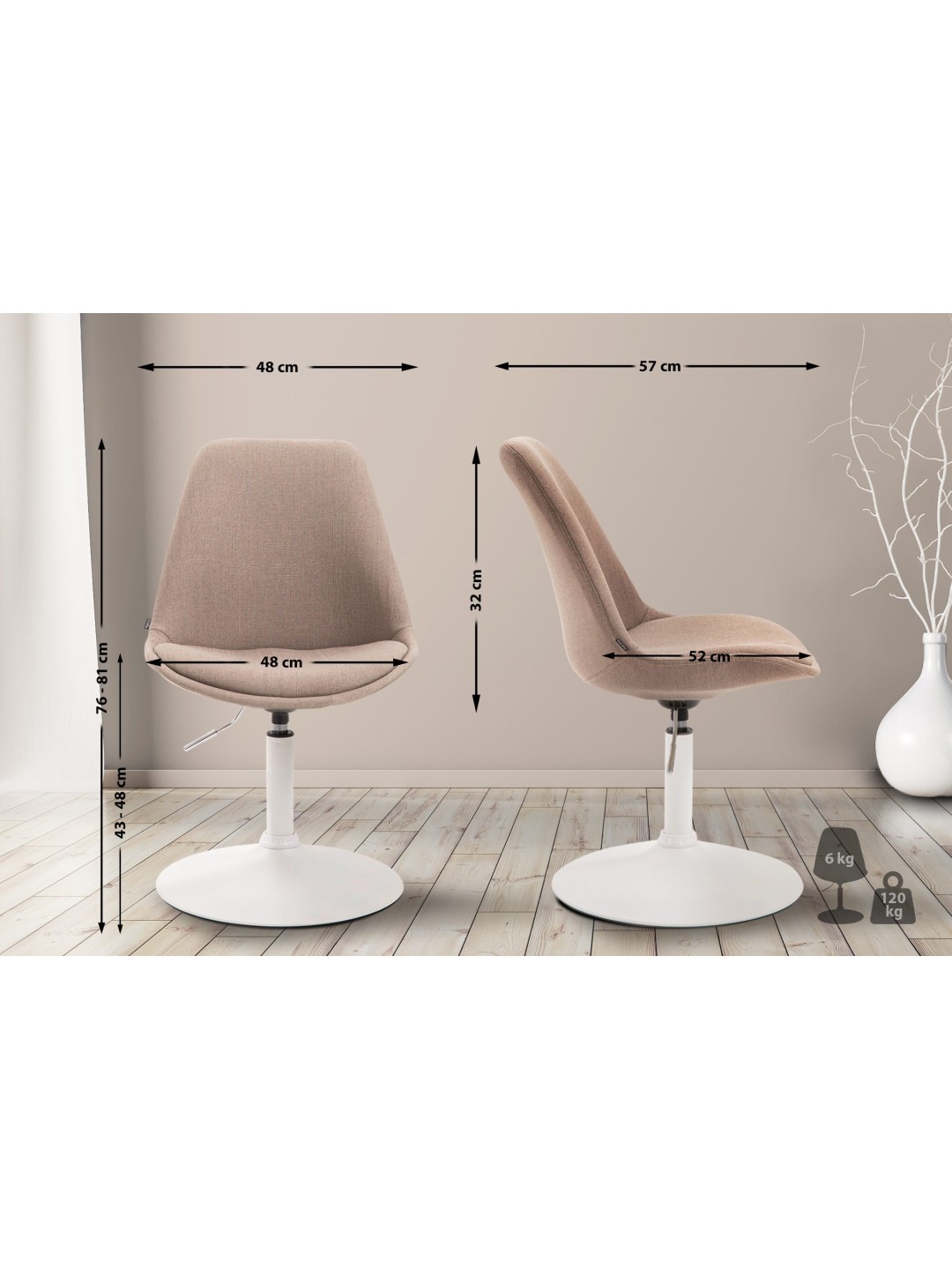 Silla Maverick W tela, taupe