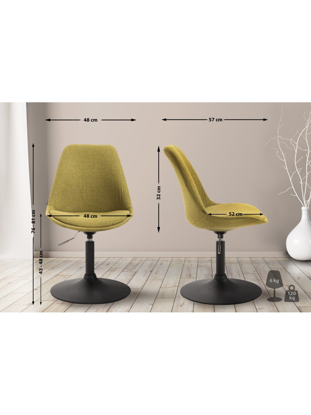 Silla Maverick B tela, verde