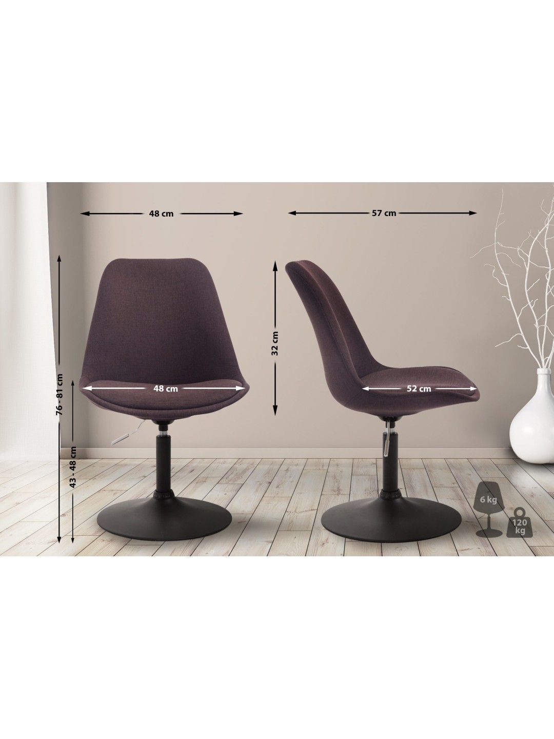 Silla Maverick B tela, marrón