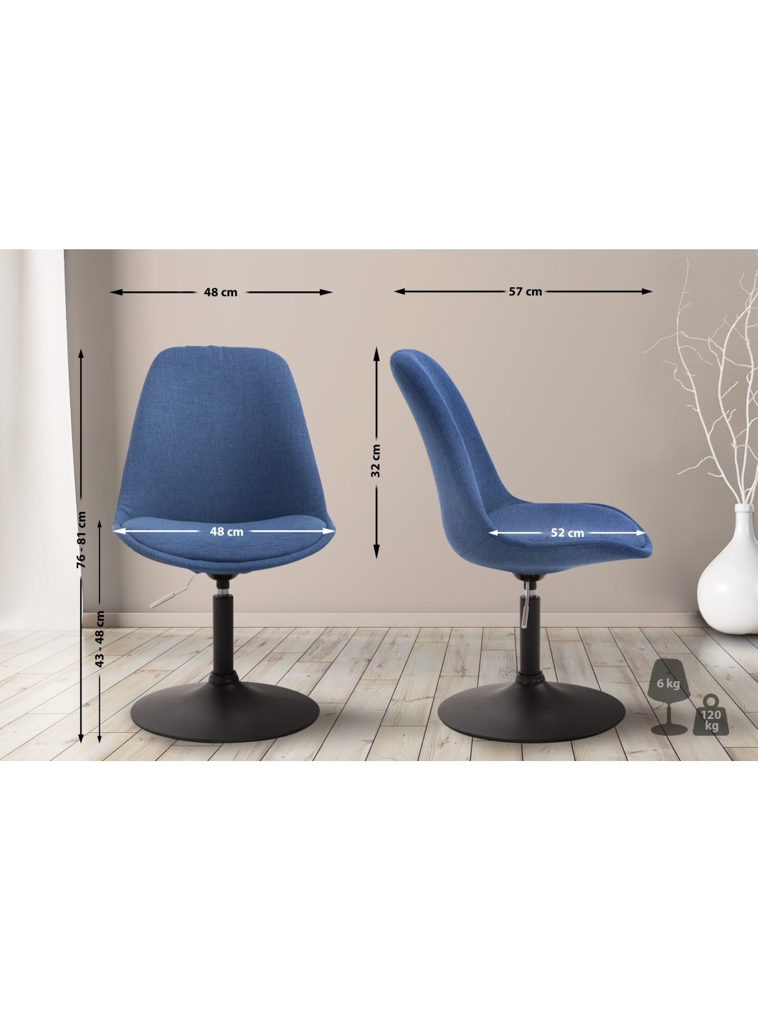 Silla Maverick B tela, azul