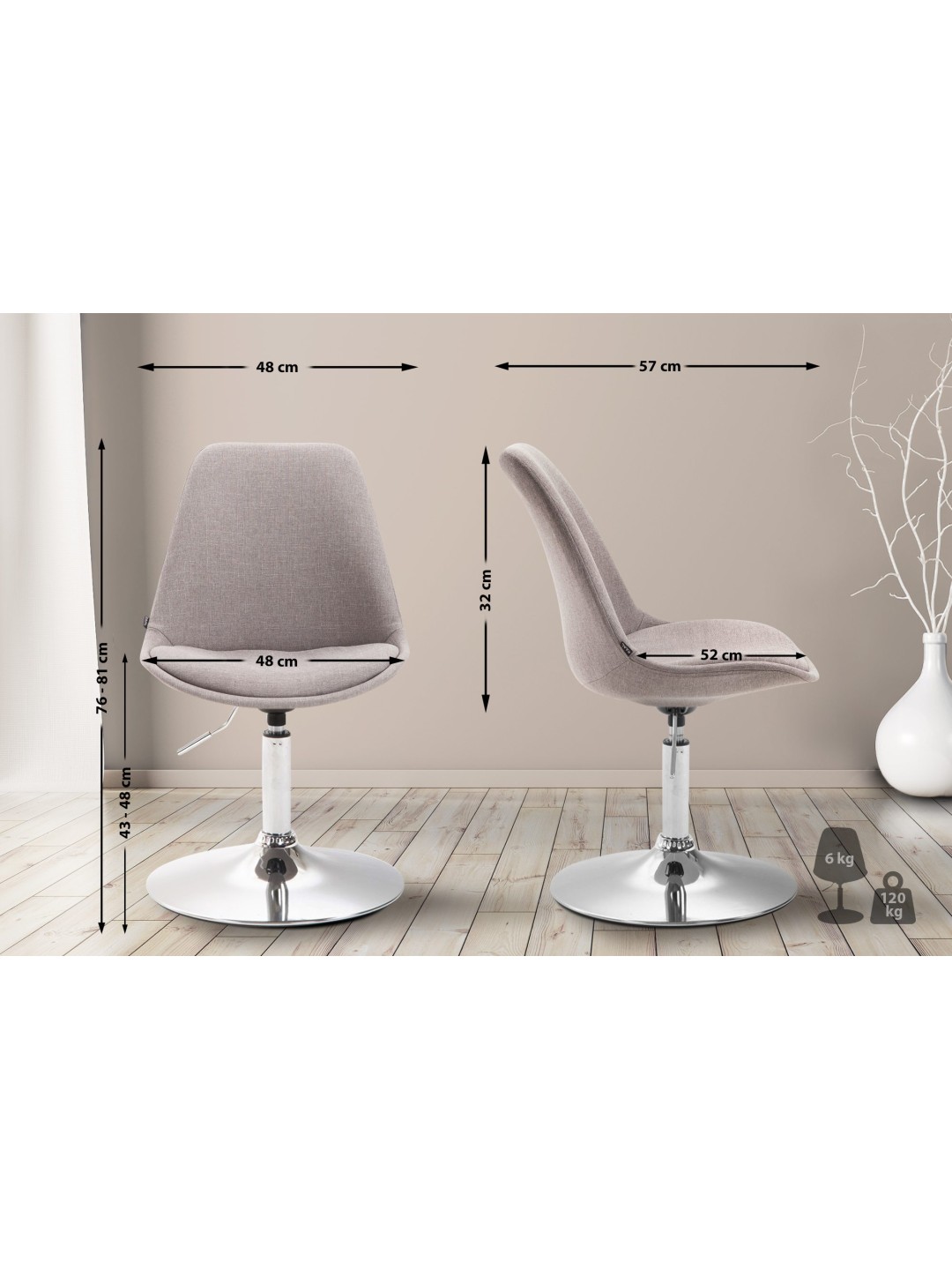 Silla Maverick C tela, gris