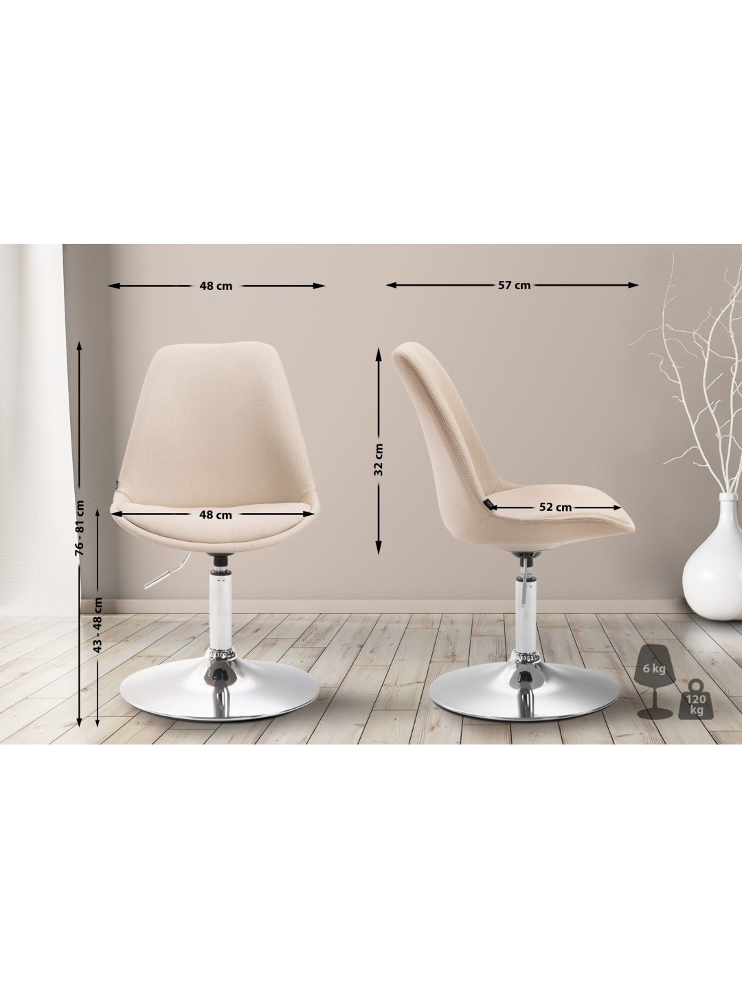 Silla Maverick C tela, crema