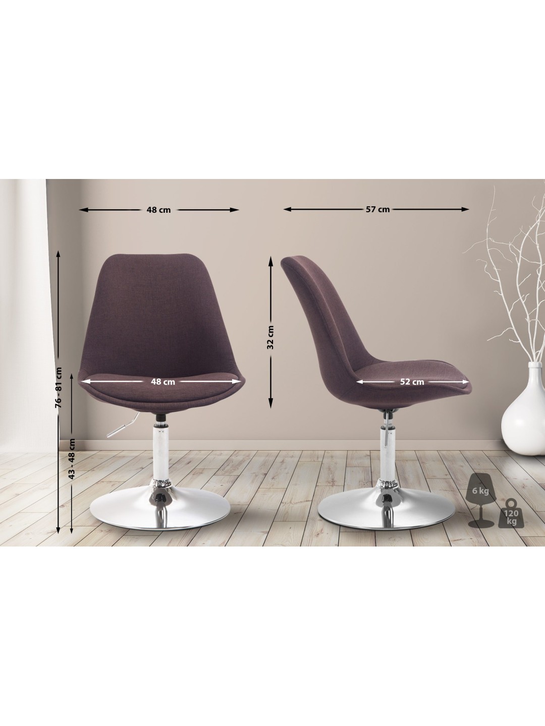 Silla Maverick C tela, marrón