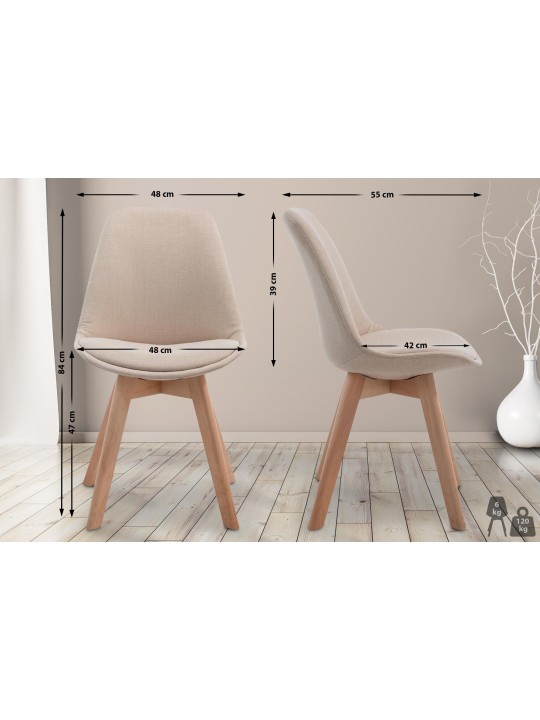 Silla de visita Borneo V2 Tejido Natura, crema