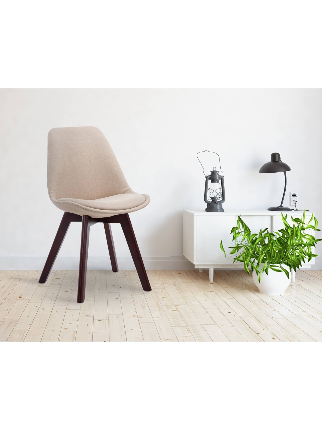 Silla de visita Borneo V2 tela nogal, crema