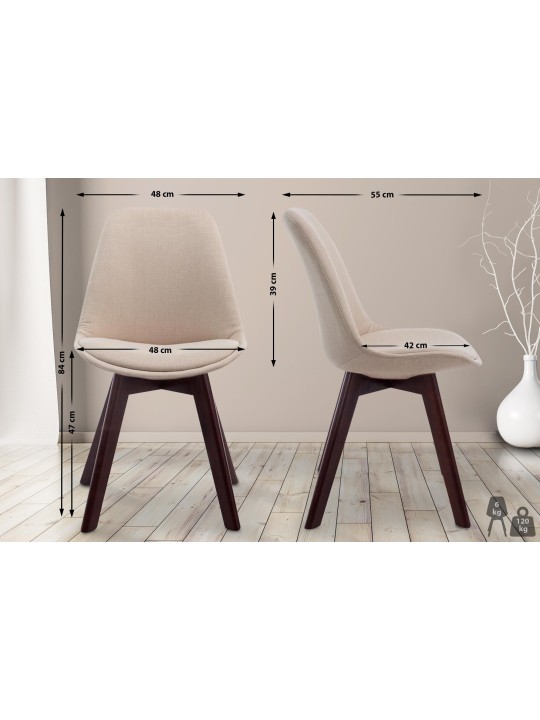 Silla de visita Borneo V2 tela nogal, crema