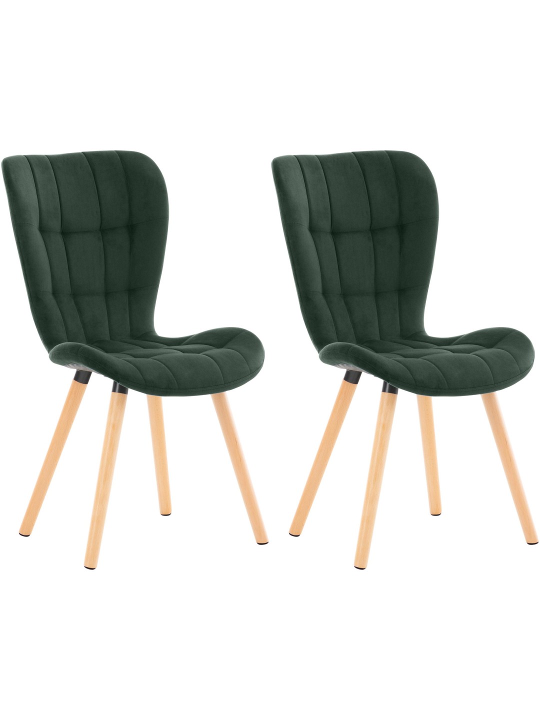 Conjunto de 2 sillas Elda terciopelo, verde