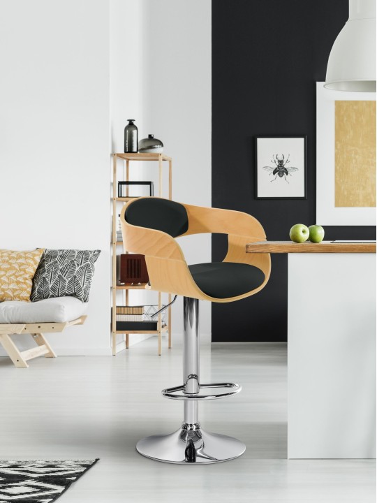 Taburete de bar Kingston C, natural/negro