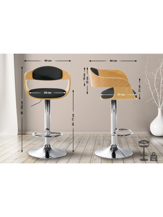 Taburete de bar Kingston C, natural/negro