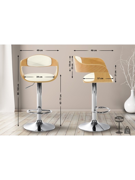 Taburete de bar Kingston C, natural/blanco