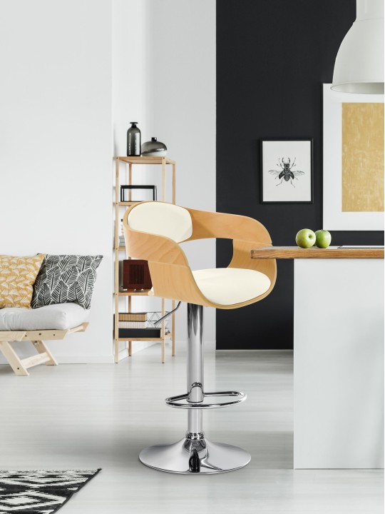 Taburete de bar Kingston C, natural/blanco