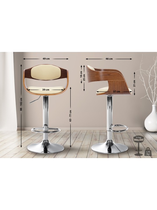 Taburete de bar Kingston C, nogal/crema