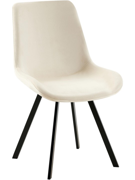 Silla de comedor de terciopelo Lewes, crema