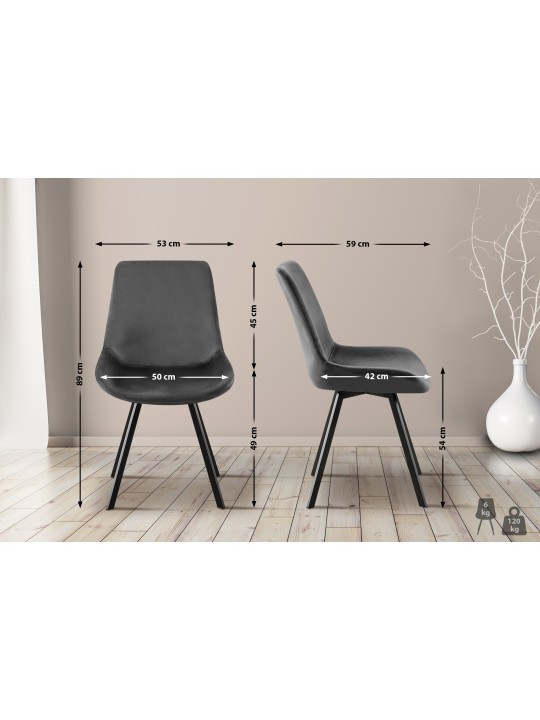 Silla de comedor de terciopelo Lewes, gris oscuro