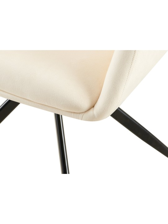 Silla de comedor Olema de terciopelo, crema