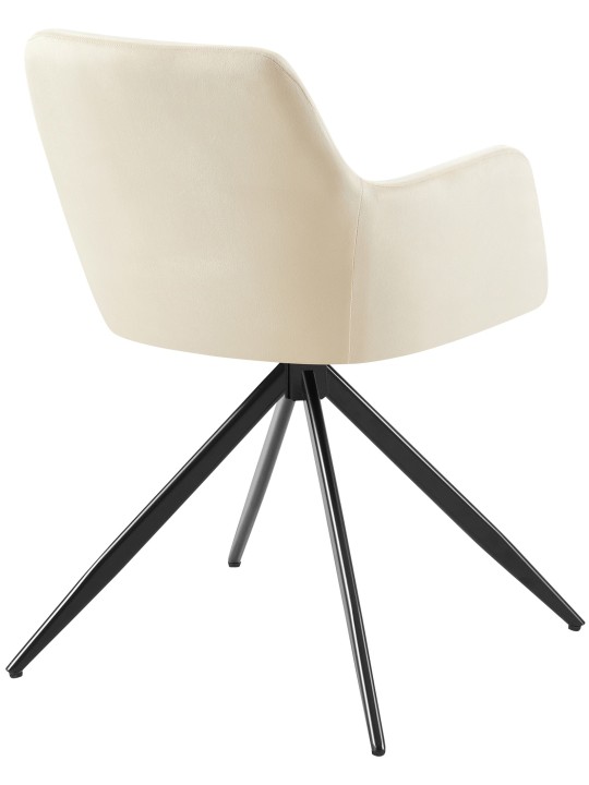 Silla de comedor Olema de terciopelo, crema