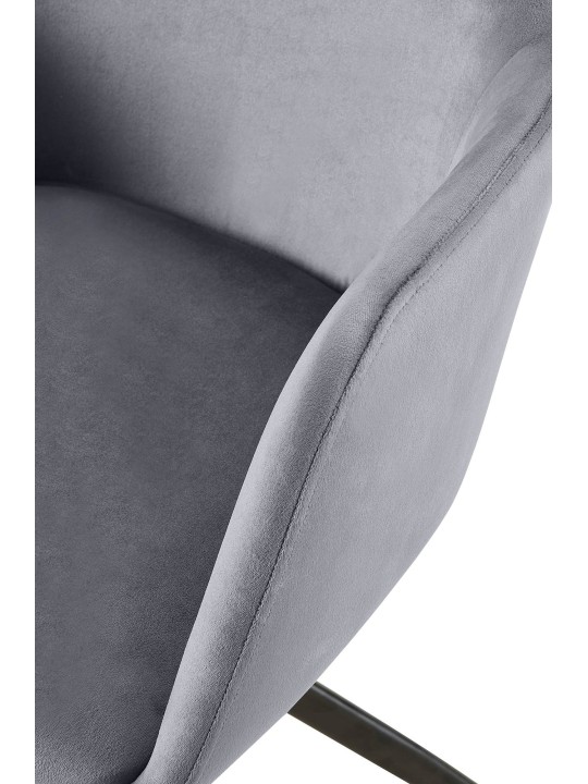 Silla de comedor Olema de terciopelo, gris oscuro