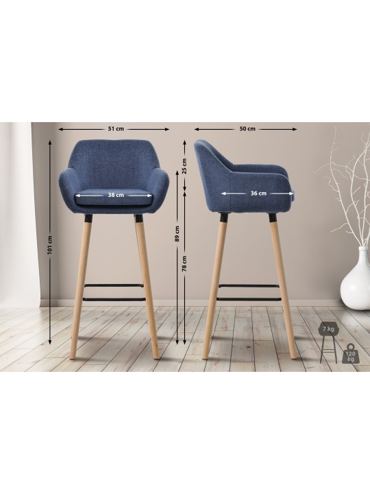 Taburete de bar Grant tela, azul oscuro Taburete de bar Grant tela, azul oscuro
