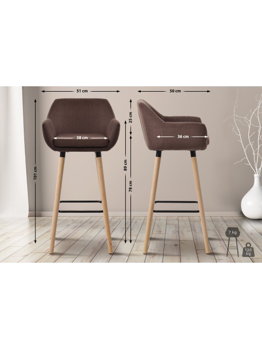 Taburete de bar Grant tela, café