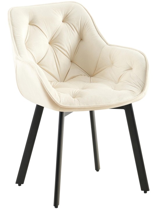 Silla de comedor Antigo terciopelo, crema