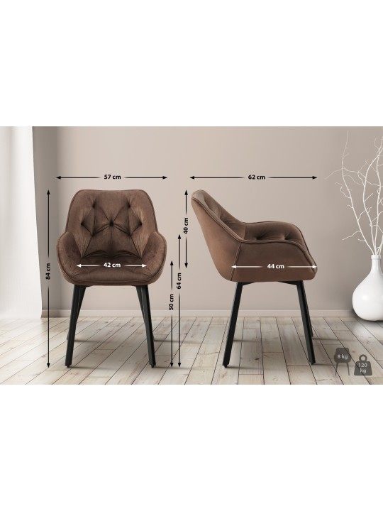 Silla de comedor Antigo terciopelo, marrón