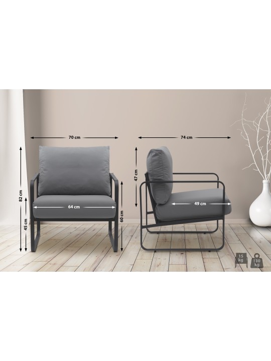 Tumbona Manea piel sintética, gris Tumbona Manea piel sintética, gris