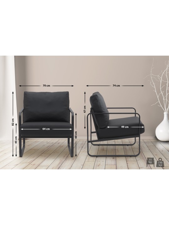 Tumbona Manea piel sintética, negro Tumbona Manea piel sintética, negro