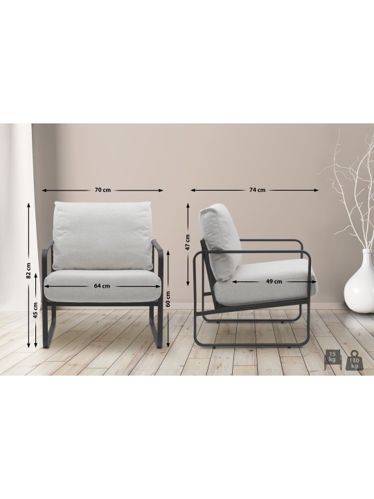 Tumbona Manea tela, crema