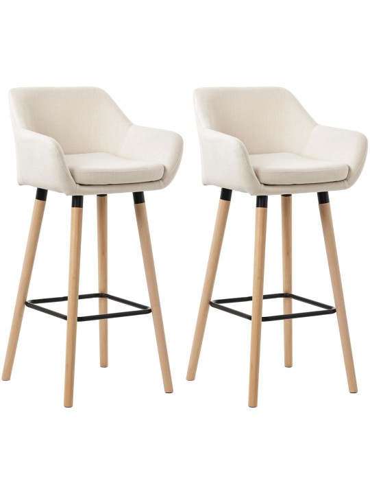 Juego de 2 taburetes de bar Grant tela, beige