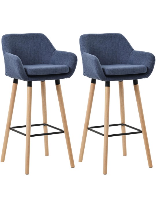 Juego de 2 taburetes de bar Grant tela, azul oscuro