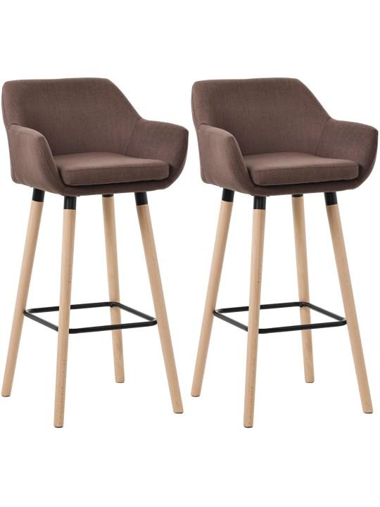 Juego de 2 taburetes de bar Grant tela, café