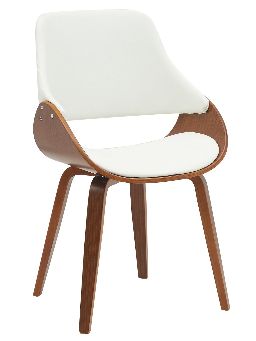 Silla de comedor Vangale piel sintética, nogal/blanco