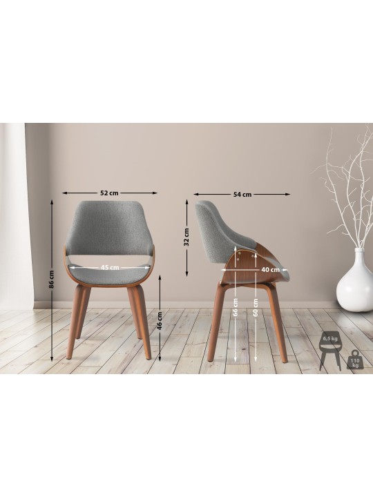 Silla de comedor tela Vangale, nogal/gris oscuro