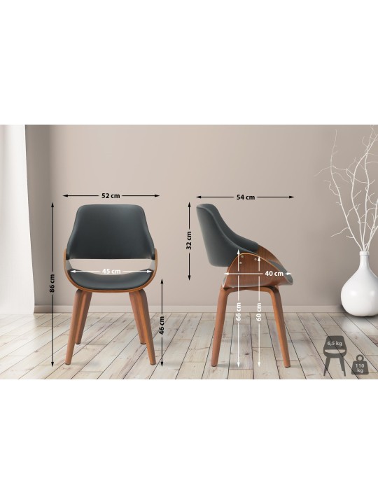 Silla de comedor Vangale piel sintética, nogal/negro