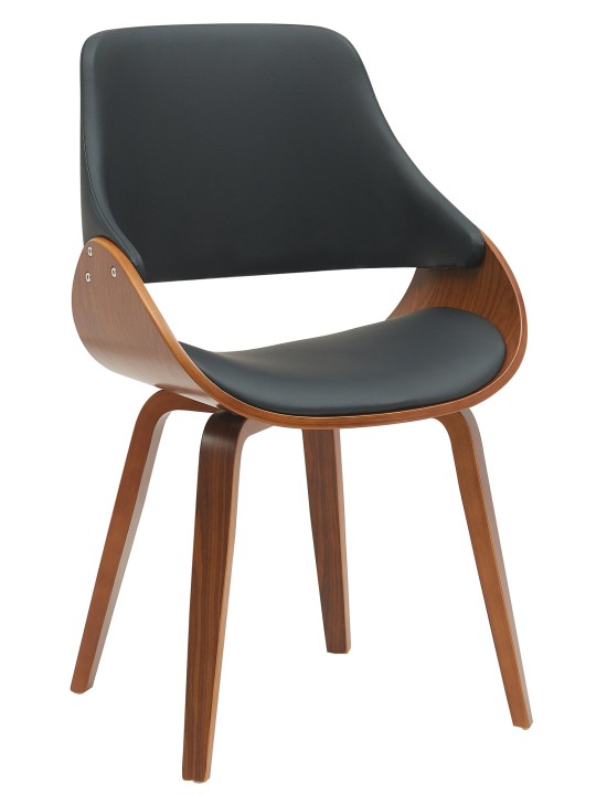 Silla de comedor Vangale piel sintética, nogal/negro