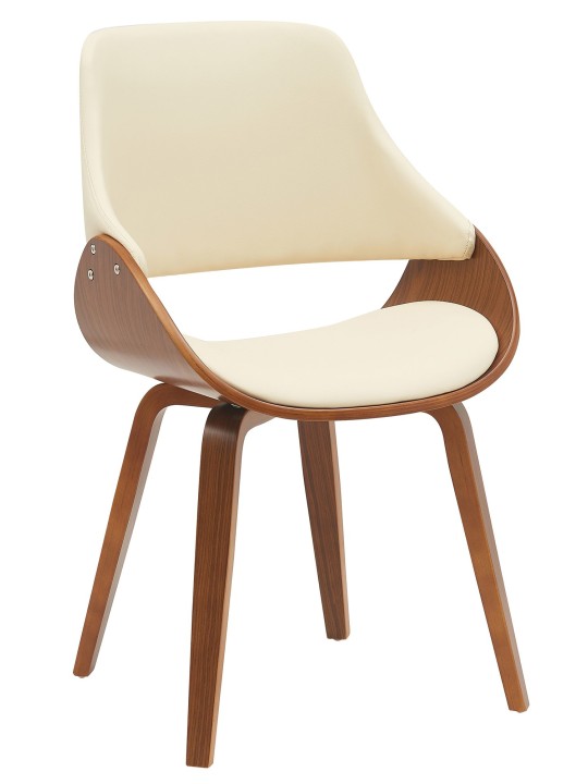 Silla de comedor Vangale piel sintética, nogal/crema