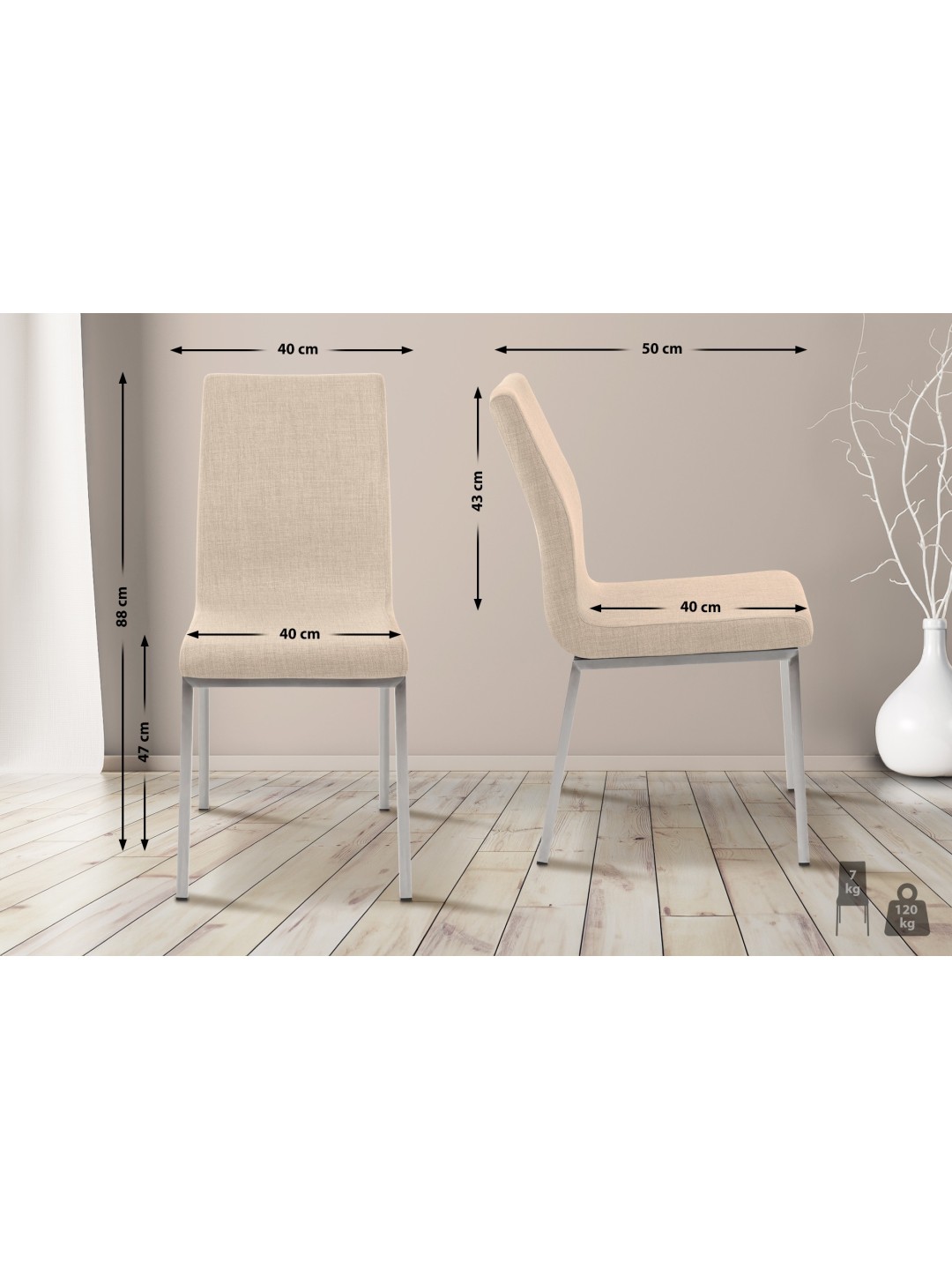 Silla de comedor Colmar TEJIDO, crema