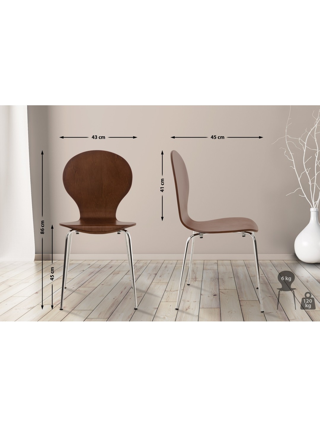 Juego de 2 sillas de visita Diego, marrón