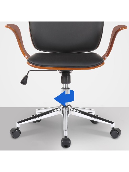 Silla de oficina Burbank piel sintética, nogal/negro