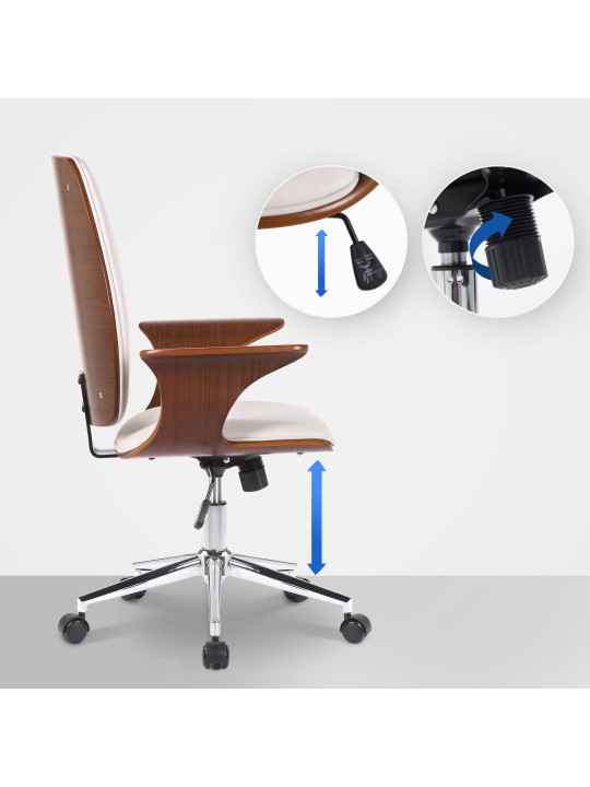 Silla de oficina Burbank piel sintética, nogal/blanco