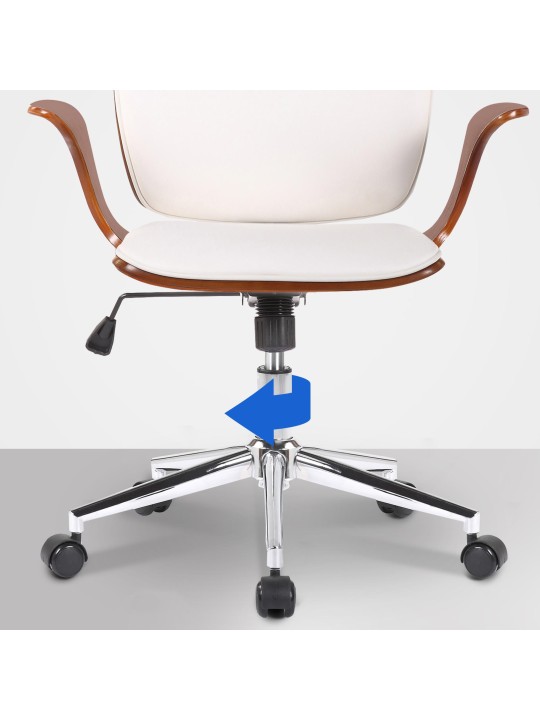 Silla de oficina Burbank piel sintética, nogal/blanco