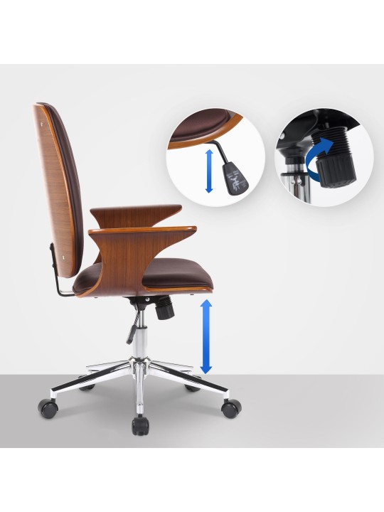 Silla de oficina Burbank piel sintética, nogal/marrón