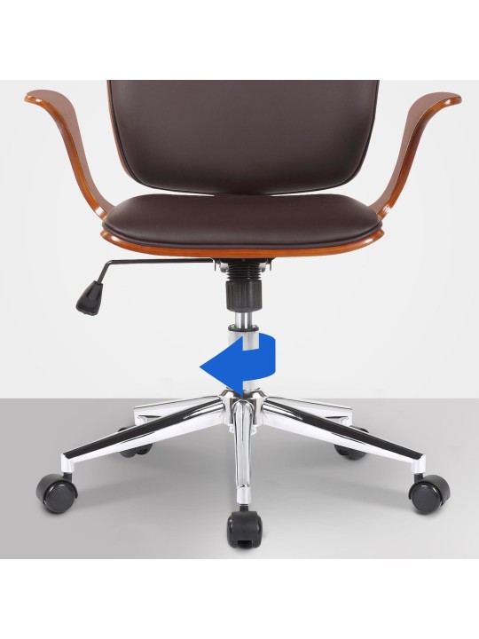 Silla de oficina Burbank piel sintética, nogal/marrón