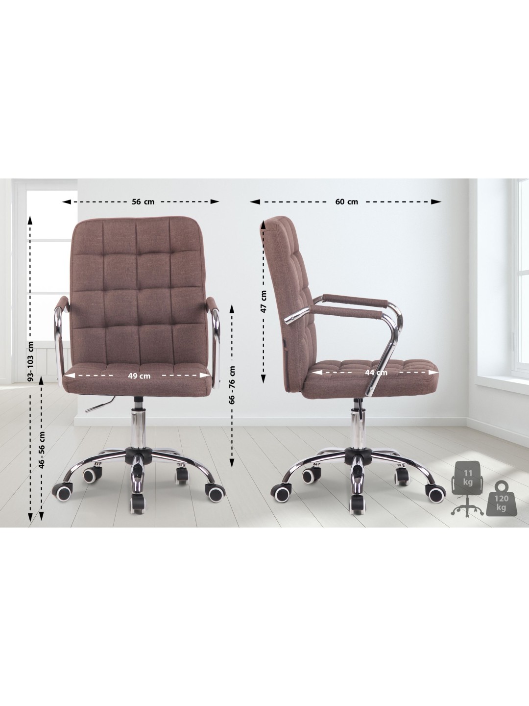 Silla de oficina Terni tela, marrón