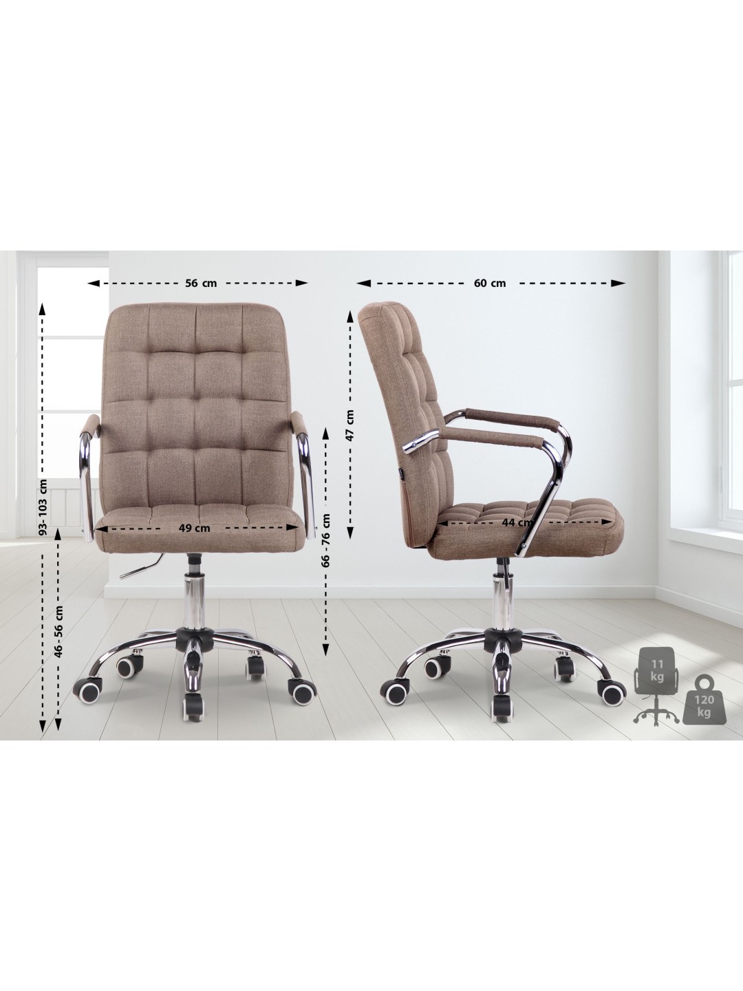 Silla de oficina Terni tela, taupe