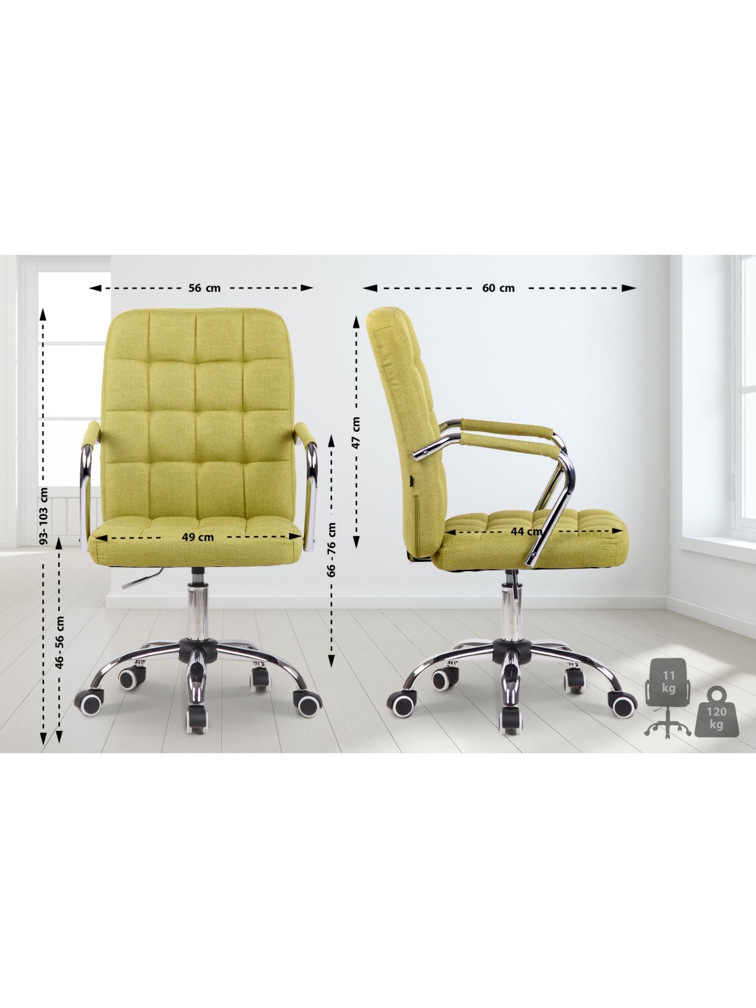 Silla de oficina Terni tela, verde